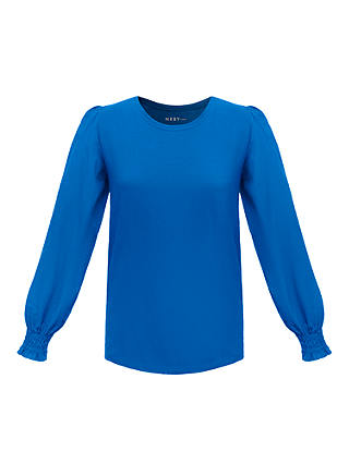 NRBY Teddy Cotton Crew Neck Top, Mid Blue 