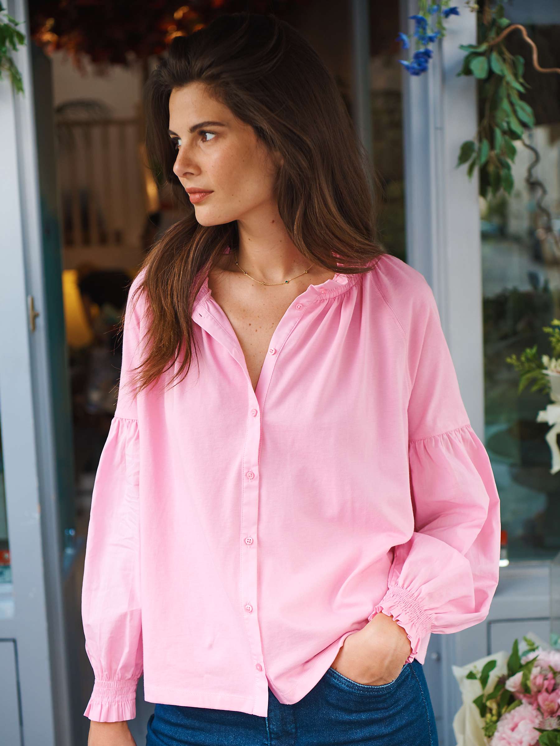 NRBY Esther Cotton Oversized Shirt, Pink Sorbet at John Lewis & Partners