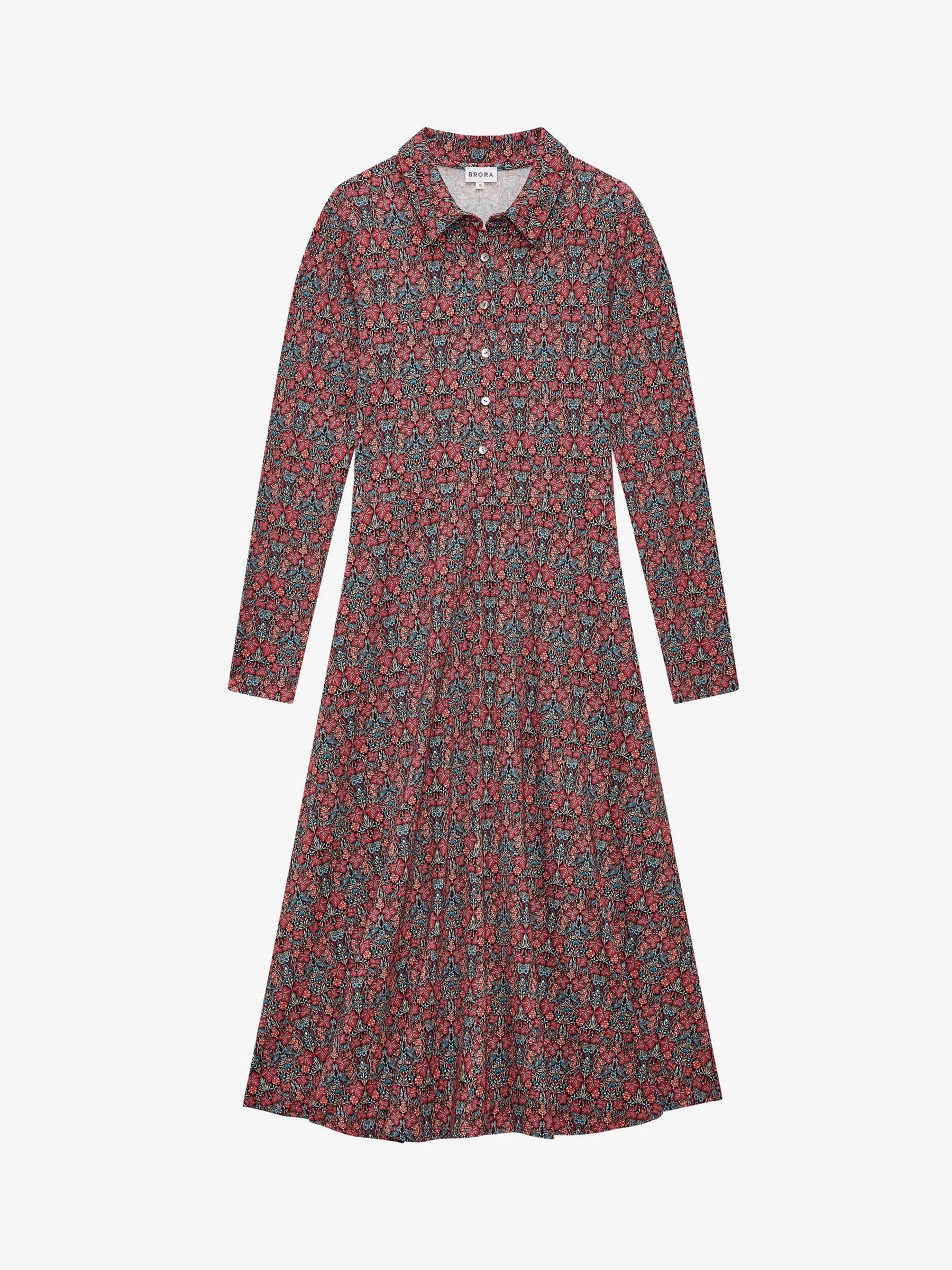 Brora Liberty Print Jersey Shirt Dress, Mulberry Leaves at John Lewis ...