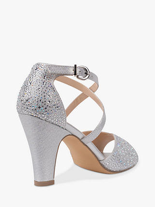 Paradox London Kesha Shimmer Block Heel Sandals, Silver