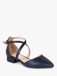 Paradox London Irene Cross Strap Block Heel Court Shoes, Navy