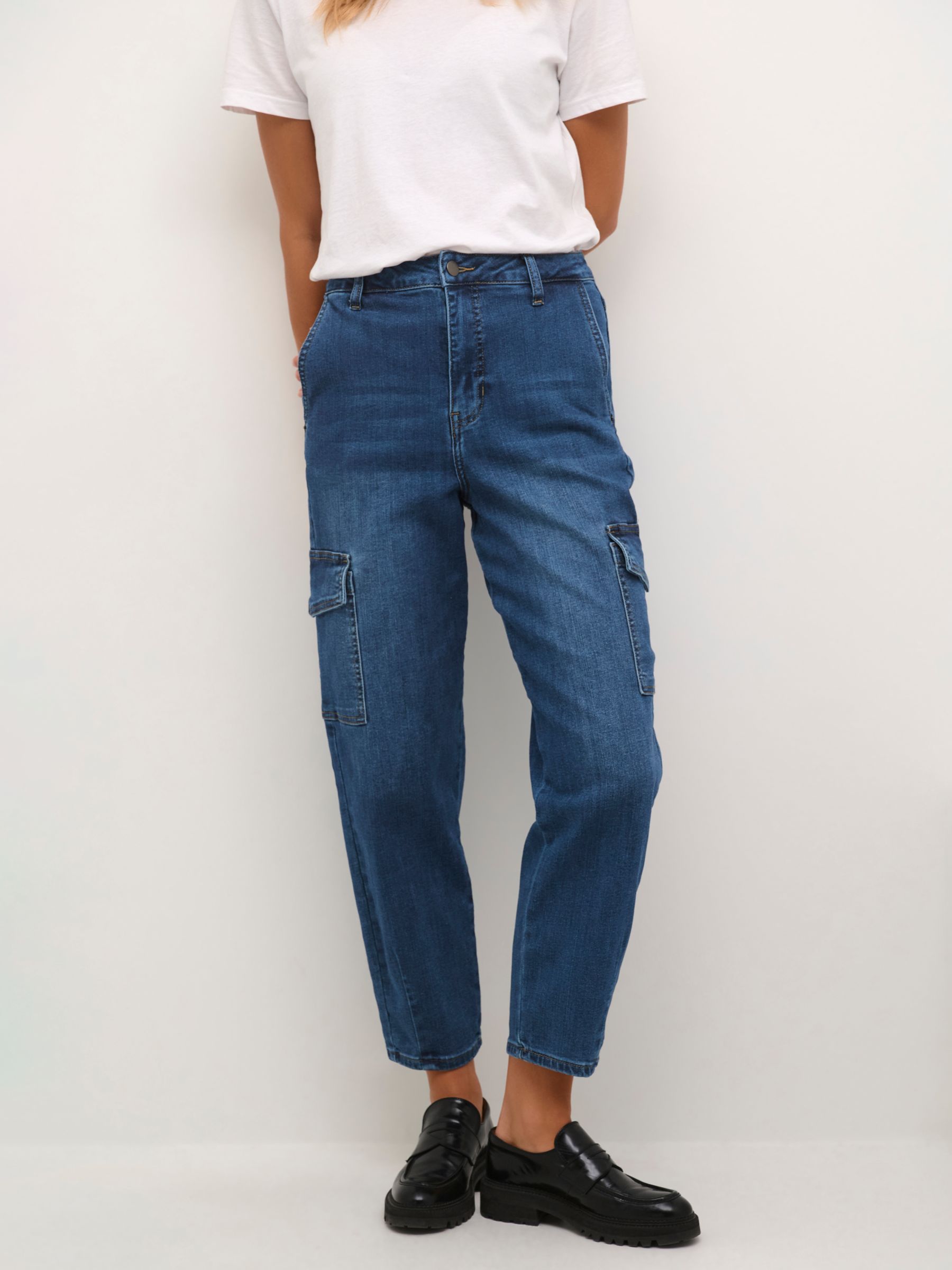 KAFFE Sinem Crop Jeans, Medium Blue Denim, 14