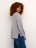 KAFFE Linana V-Neck Knitted Jumper, Grey Melange