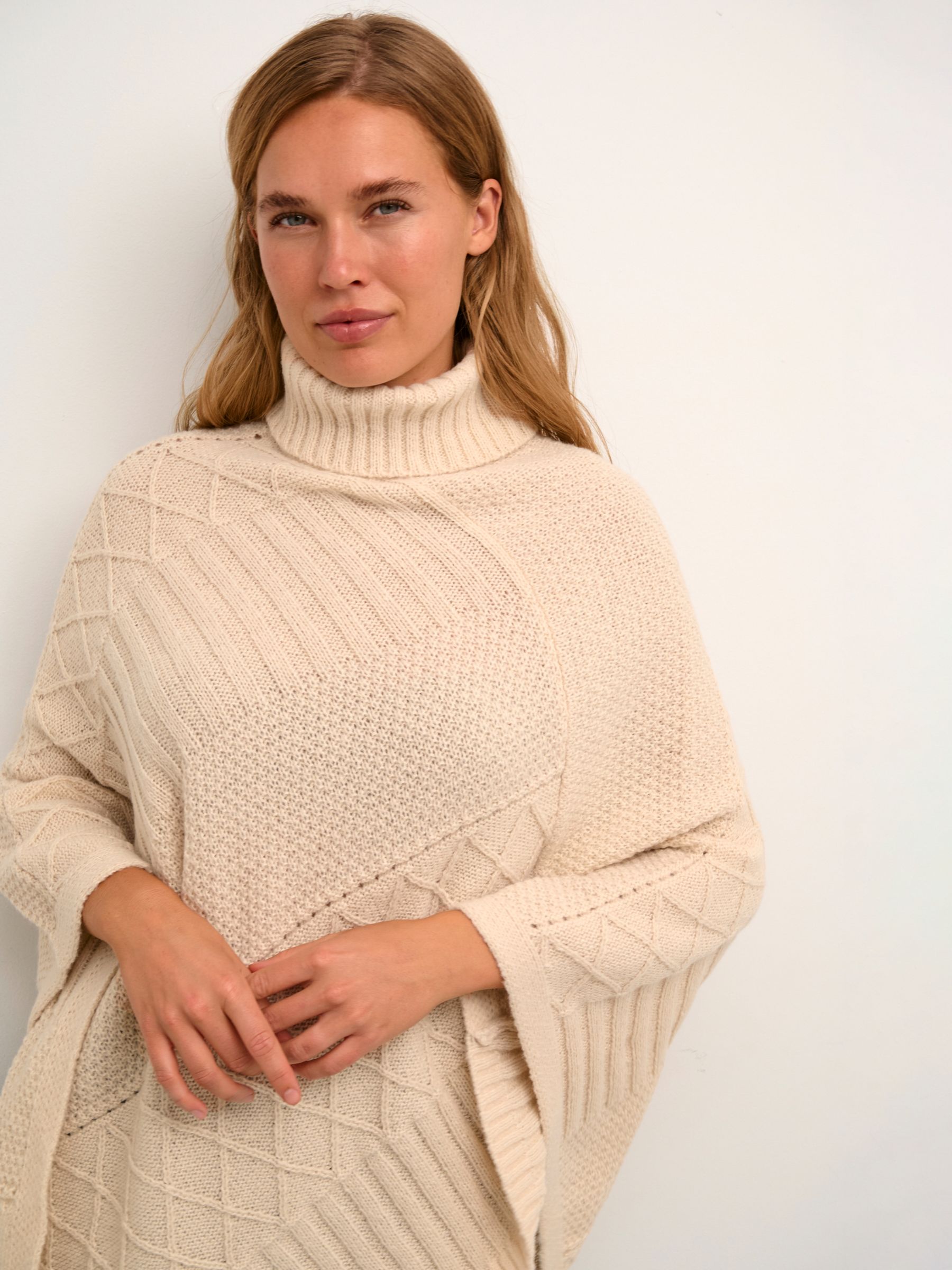 Buy KAFFE Ester Asymmetric Hem Poncho, Sand Dollar Online at johnlewis.com