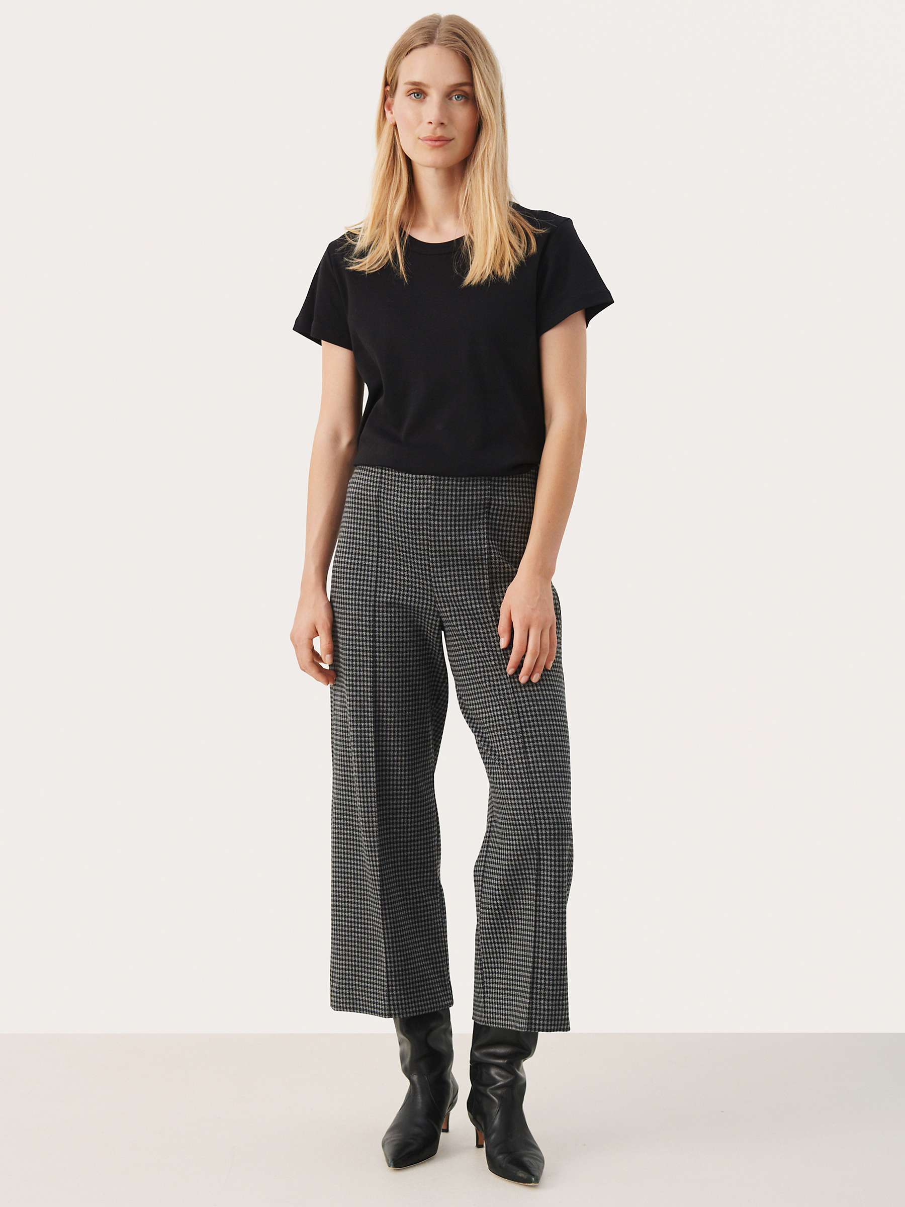 Buy Part Two Ilisan Cropped Check Trousers, Medium Grey Online at johnlewis.com