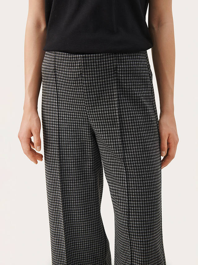 Part Two Ilisan Cropped Check Trousers, Medium Grey at John Lewis ...