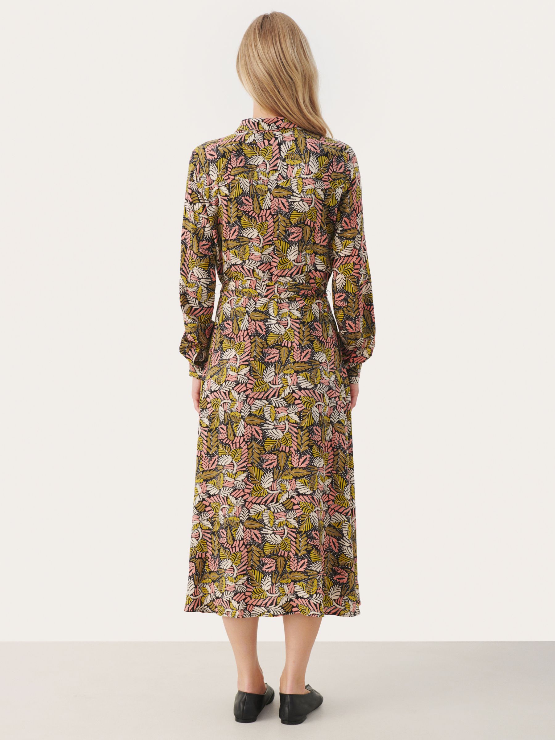 Buy Part Two Shelby Crabapple Leaf Print Midi Shirt Dress, Multi Online at johnlewis.com