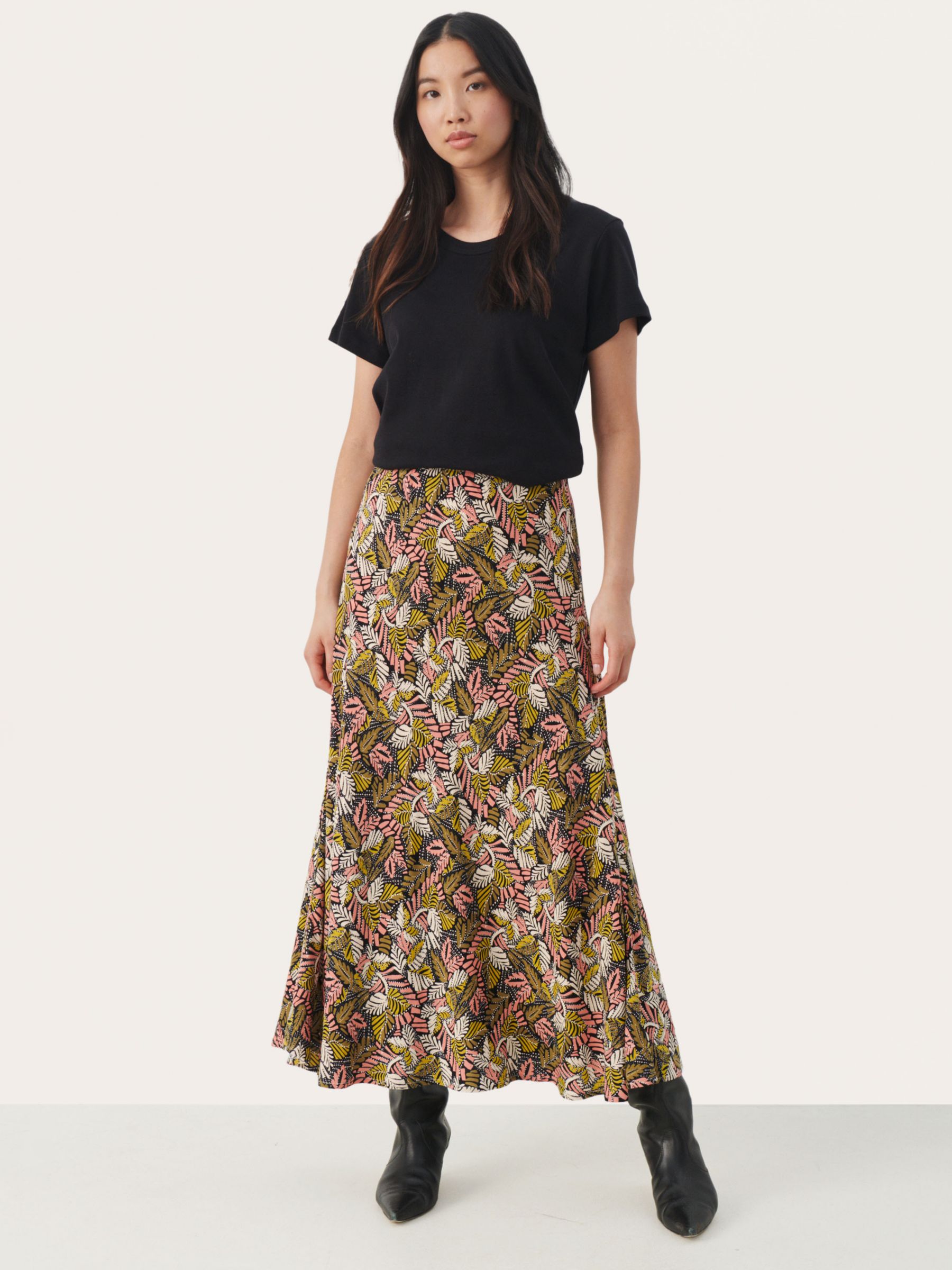 Buy Part Two Rin Leaf Print Maxi Skirt, Crabapple Online at johnlewis.com