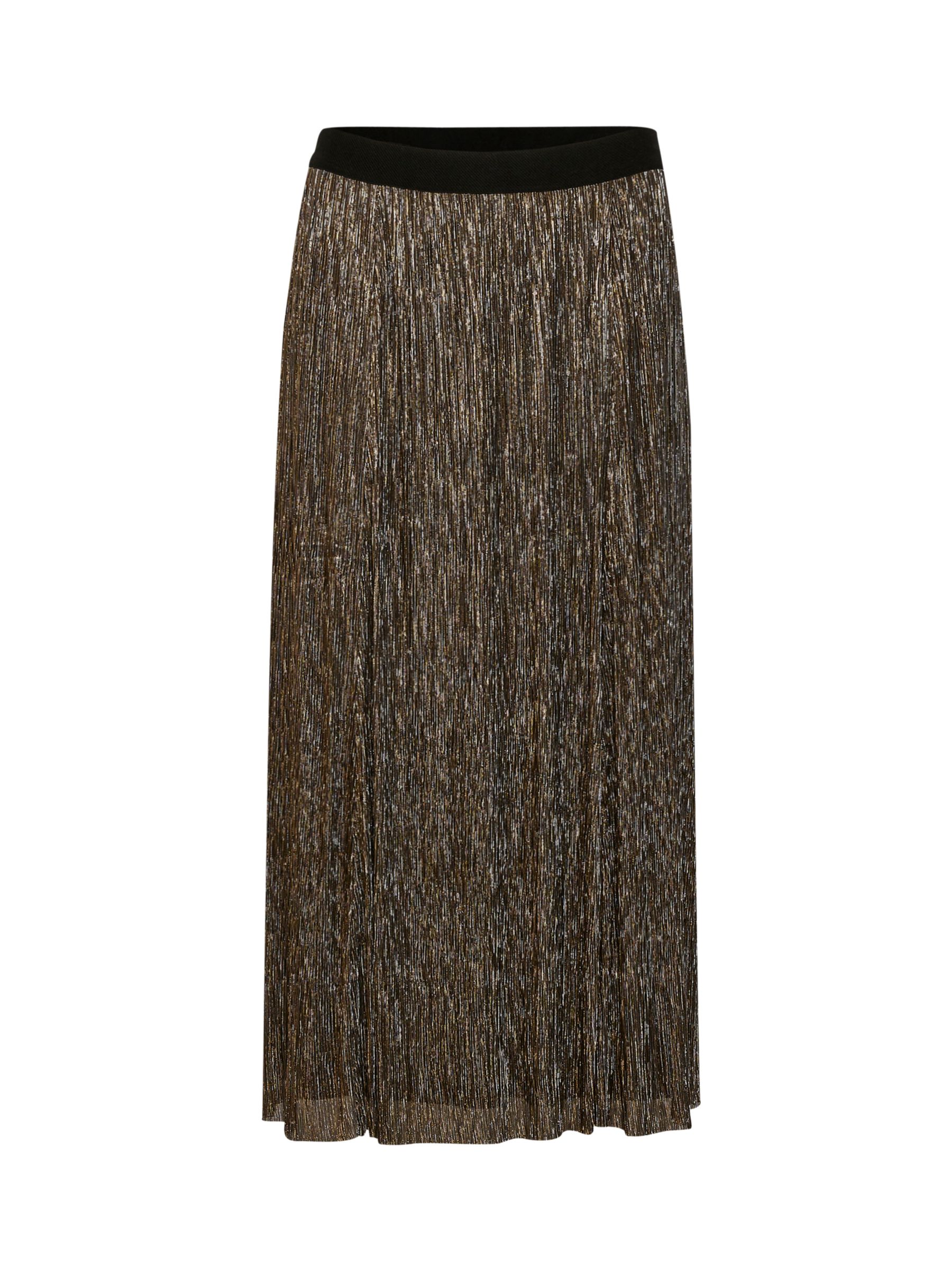 Part Two Cipo Metallic Midi Skirt, Black/Gold at John Lewis & Partners