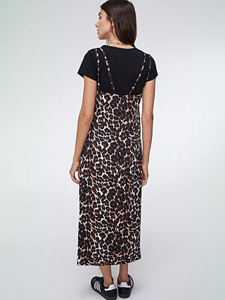 Baukjen Kat Leopard Print Slip Midi Dress, Brown