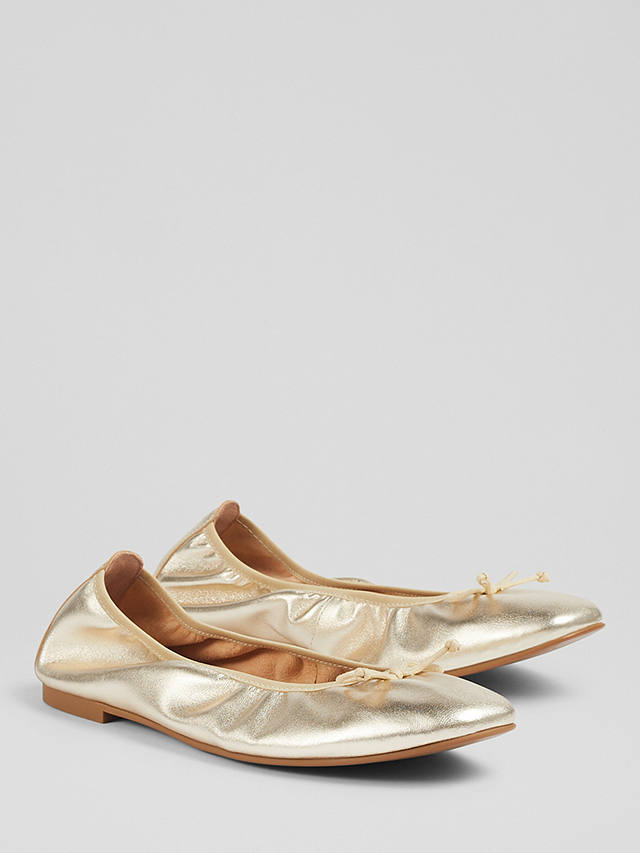 L.K.Bennett Trilly Leather Ballet Pumps, Gol-champagne