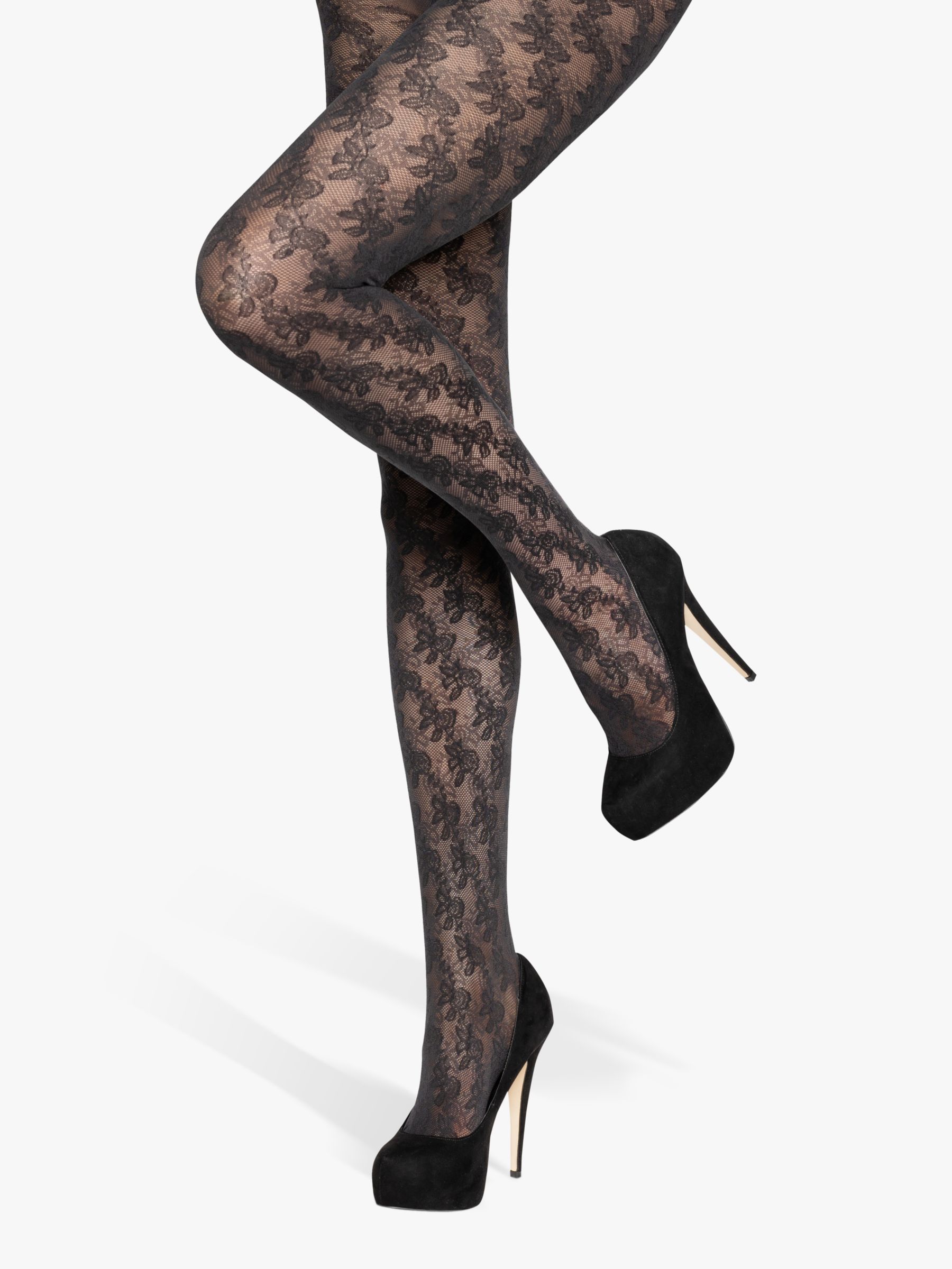 Mango Floral Lace Tights, White at John Lewis & Partners