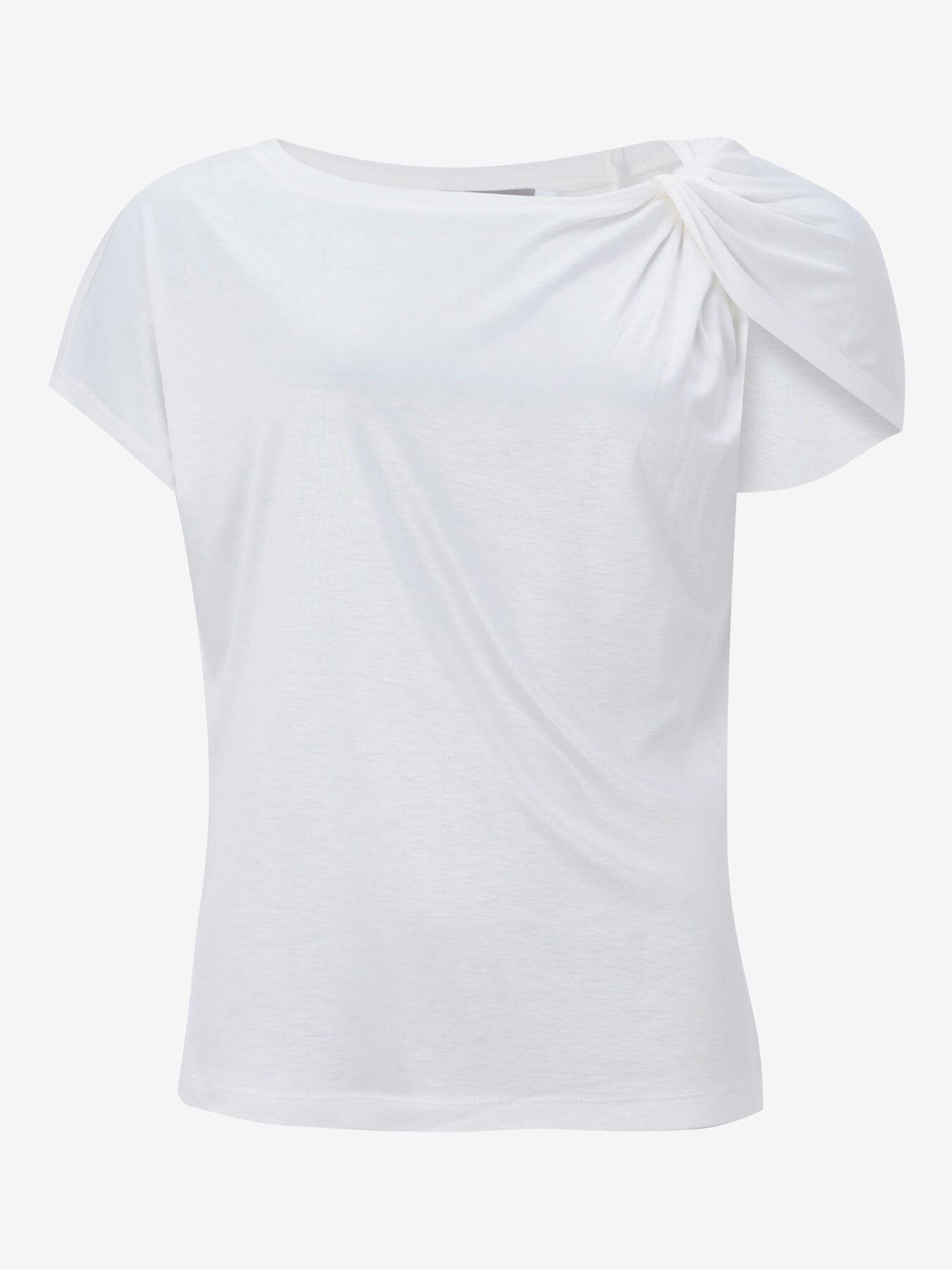 Mint Velvet Twisted Knot Sleeve T-Shirt, Ivory at John Lewis