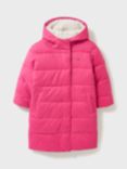 Crew Clothing Kids' Long Line Duvet Coat, Mid Pink