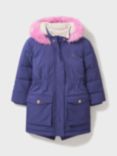 Crew Clothing Kids' Padded Parka Coat, Navy Blue, Navy Blue