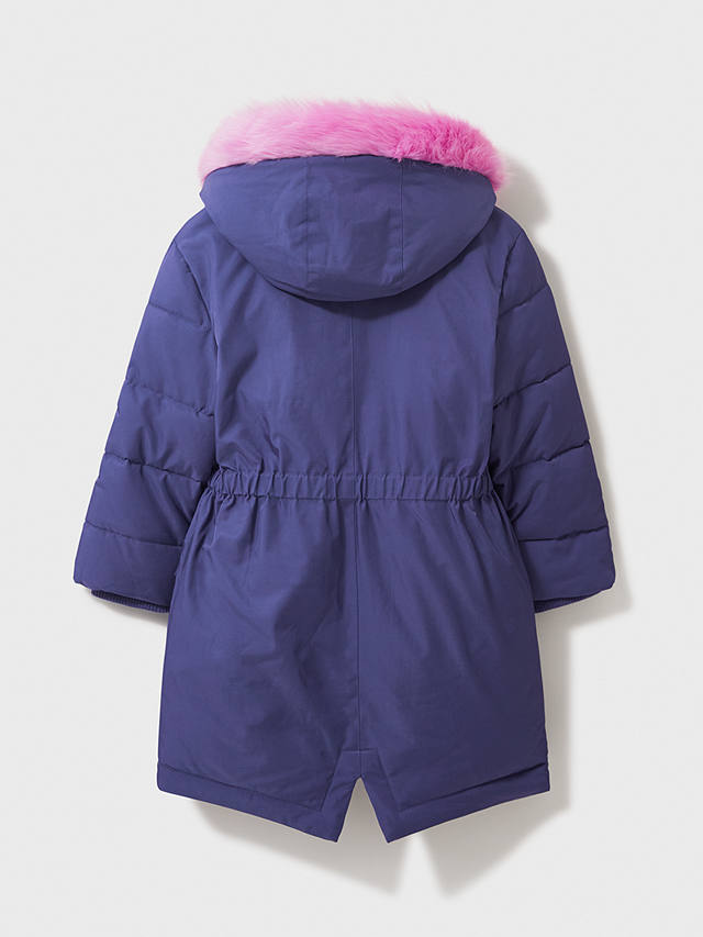 Crew Clothing Kids' Padded Parka Coat, Navy Blue