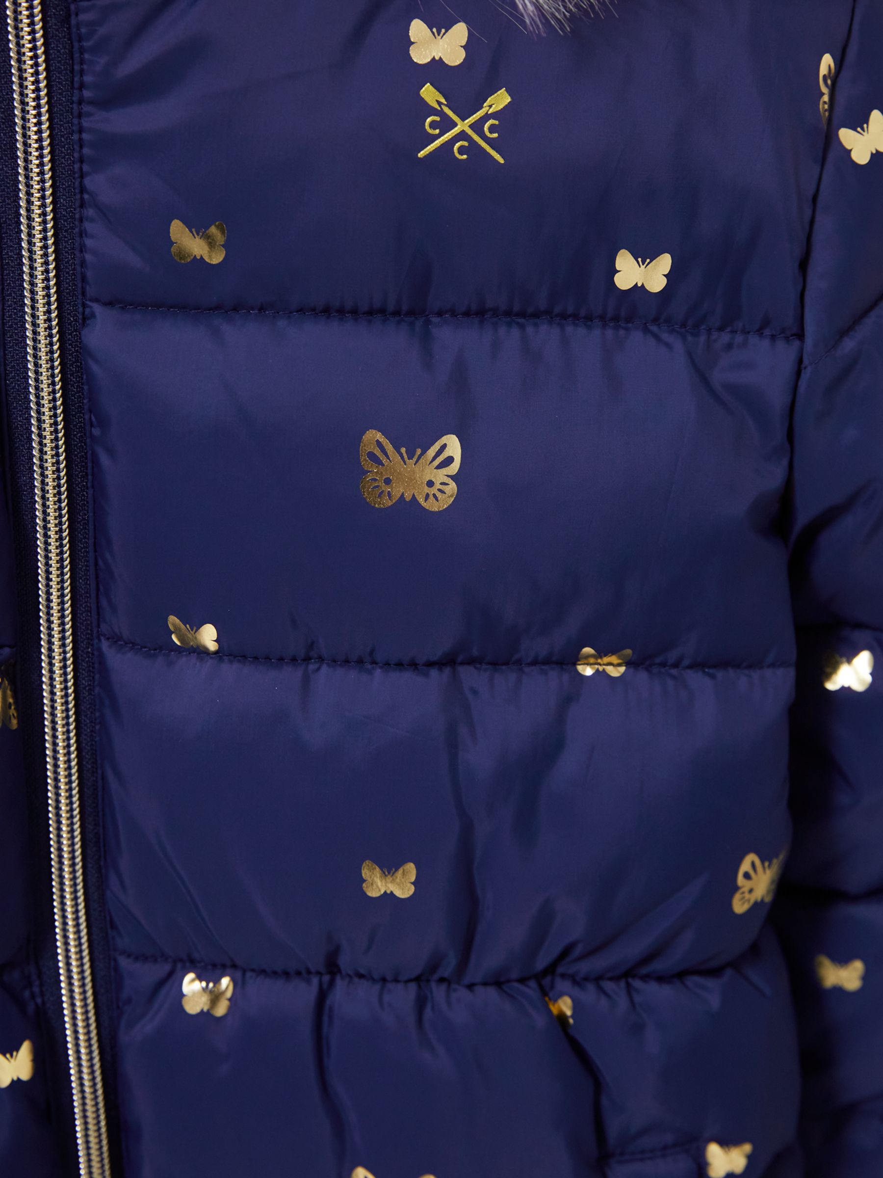 Buy Crew Clothing Kids' Printed Padded Parka Coat, Navy Blue Online at johnlewis.com