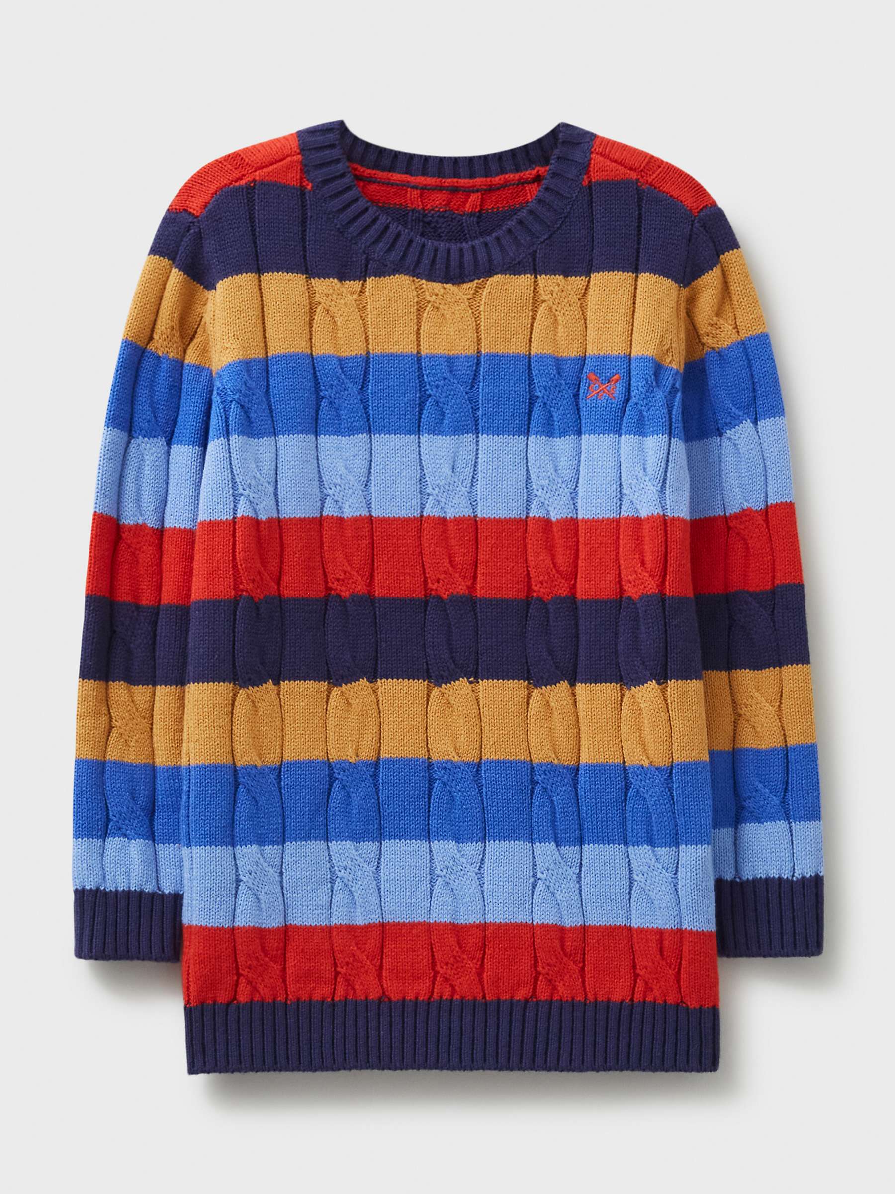 Buy Crew Clothing Kids' Stripe Cable Knit Jumper, Multi/Red Online at johnlewis.com
