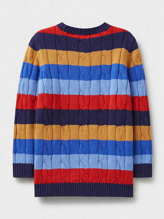Crew Clothing Kids' Stripe Cable Knit Jumper, Multi/Red at John Lewis ...