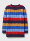 Crew Clothing Kids' Stripe Cable Knit Jumper, Multi/Red