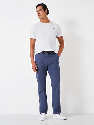 Crew Clothing Straight Fit Chinos, Denim Blue at John Lewis & Partners