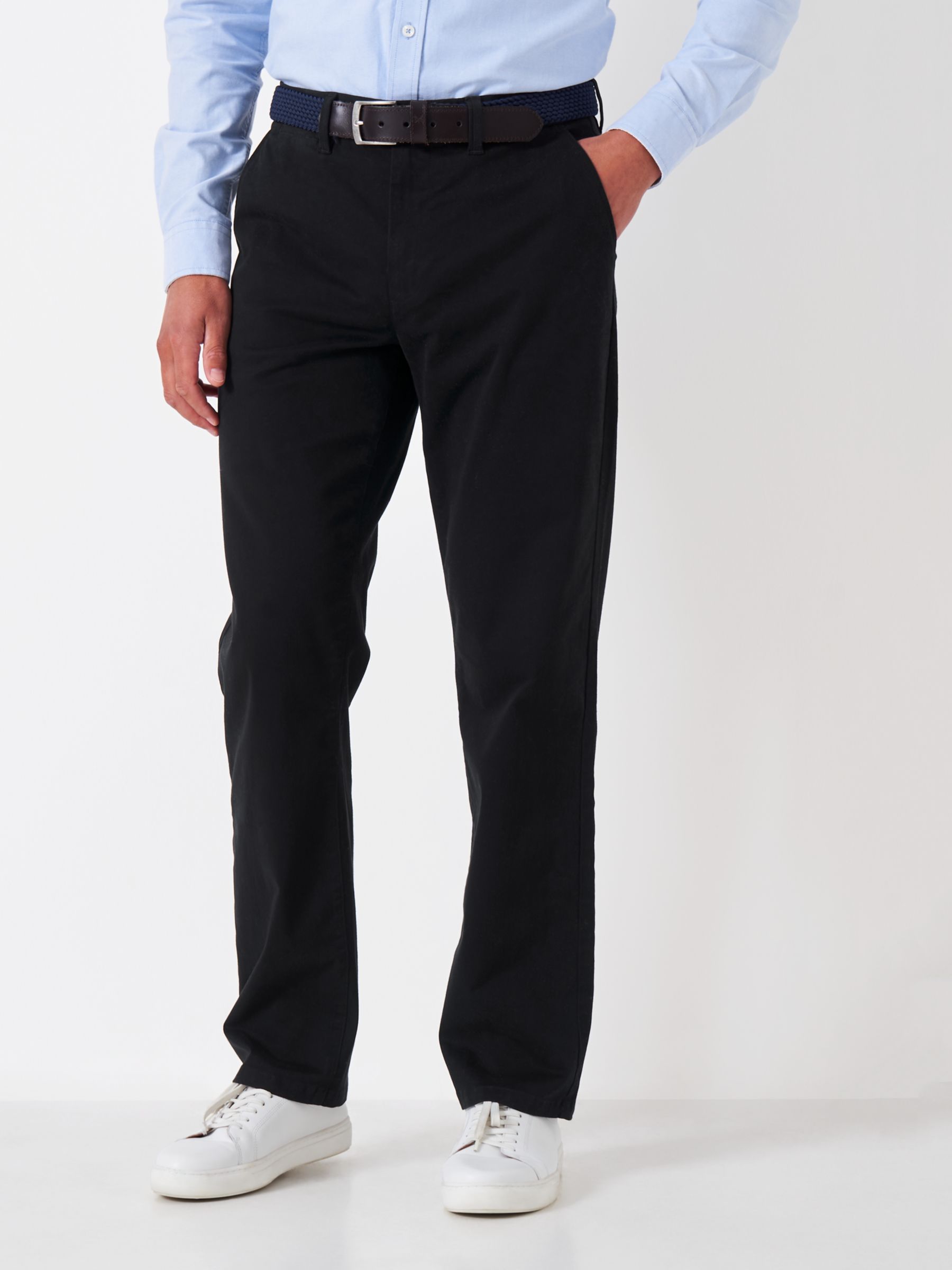 Crew Clothing Straight Fit Chinos, Black at John Lewis & Partners