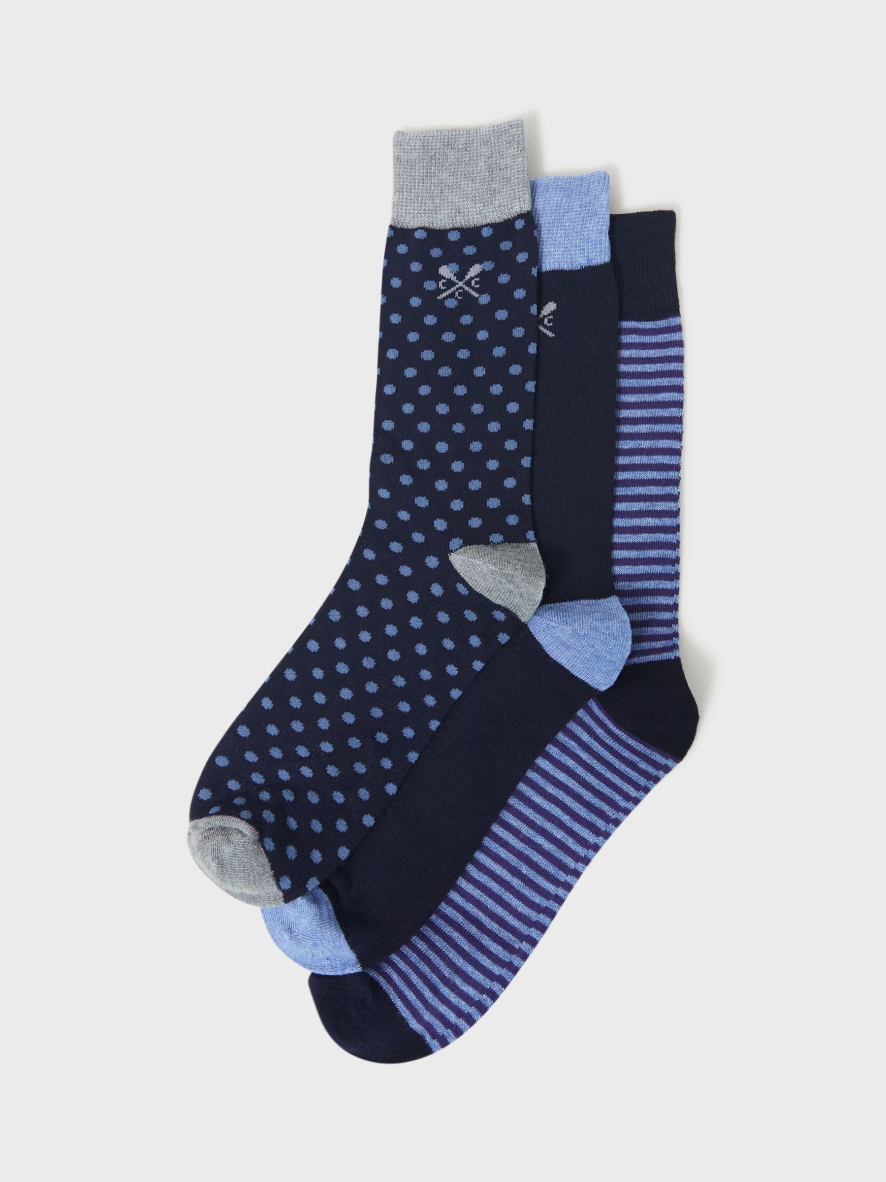 Crew Clothing Bamboo Blend Socks, Pack of 3, Navy Blue, One Size