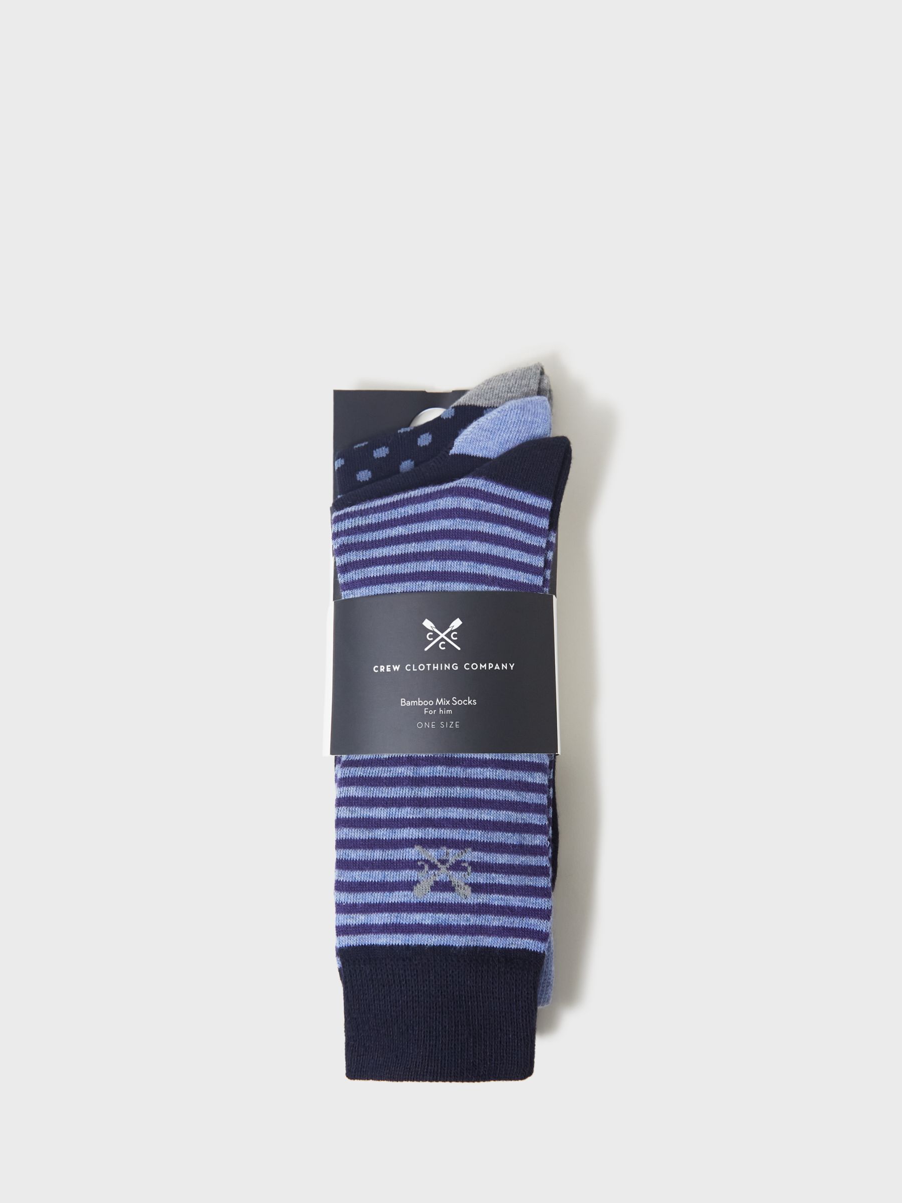 Crew Clothing Bamboo Blend Socks, Pack of 3, Navy Blue, One Size