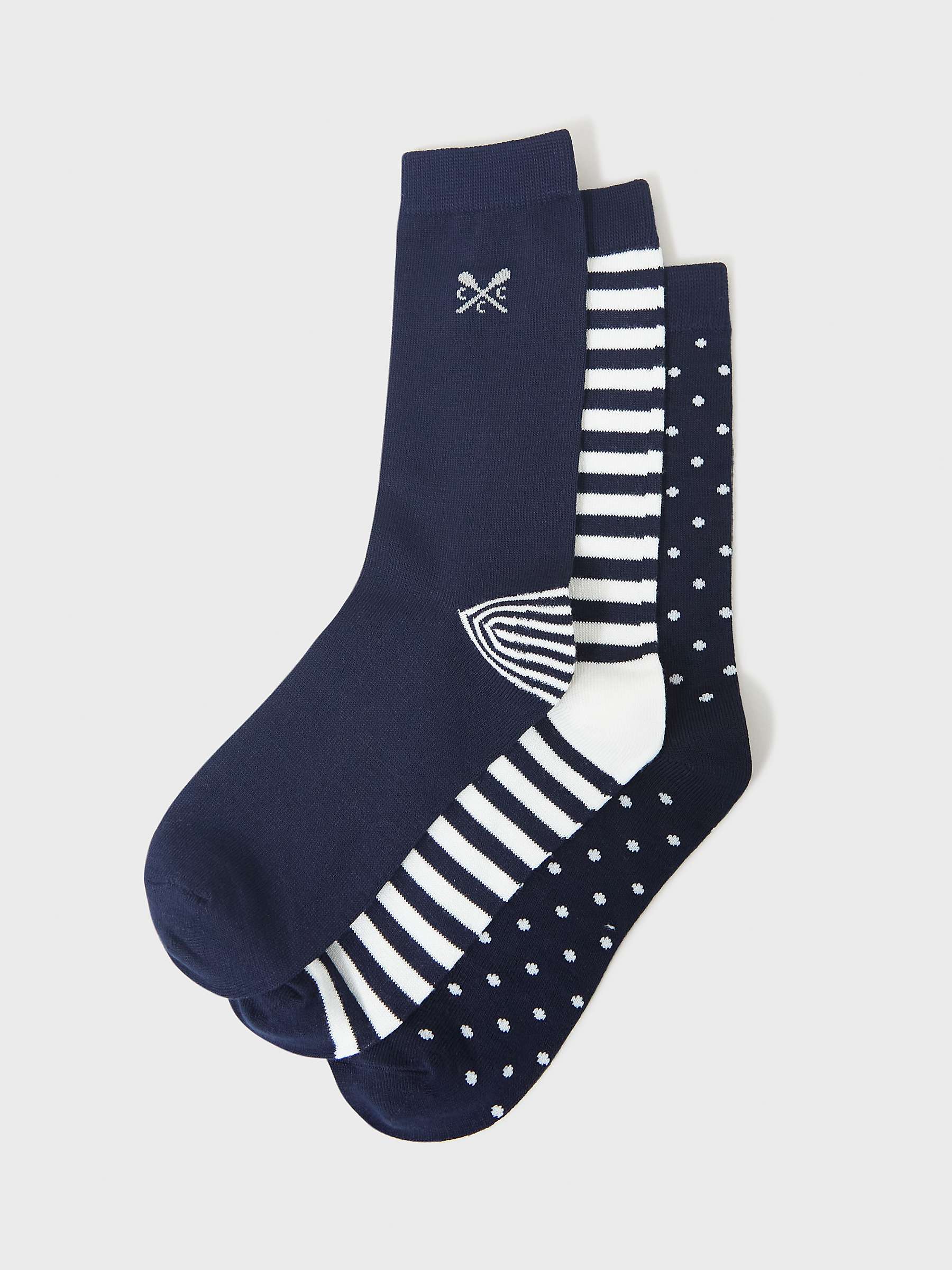 Buy Crew Clothing Spot and Stripe Bamboo Ankle Socks, Pack of 3 Online at johnlewis.com