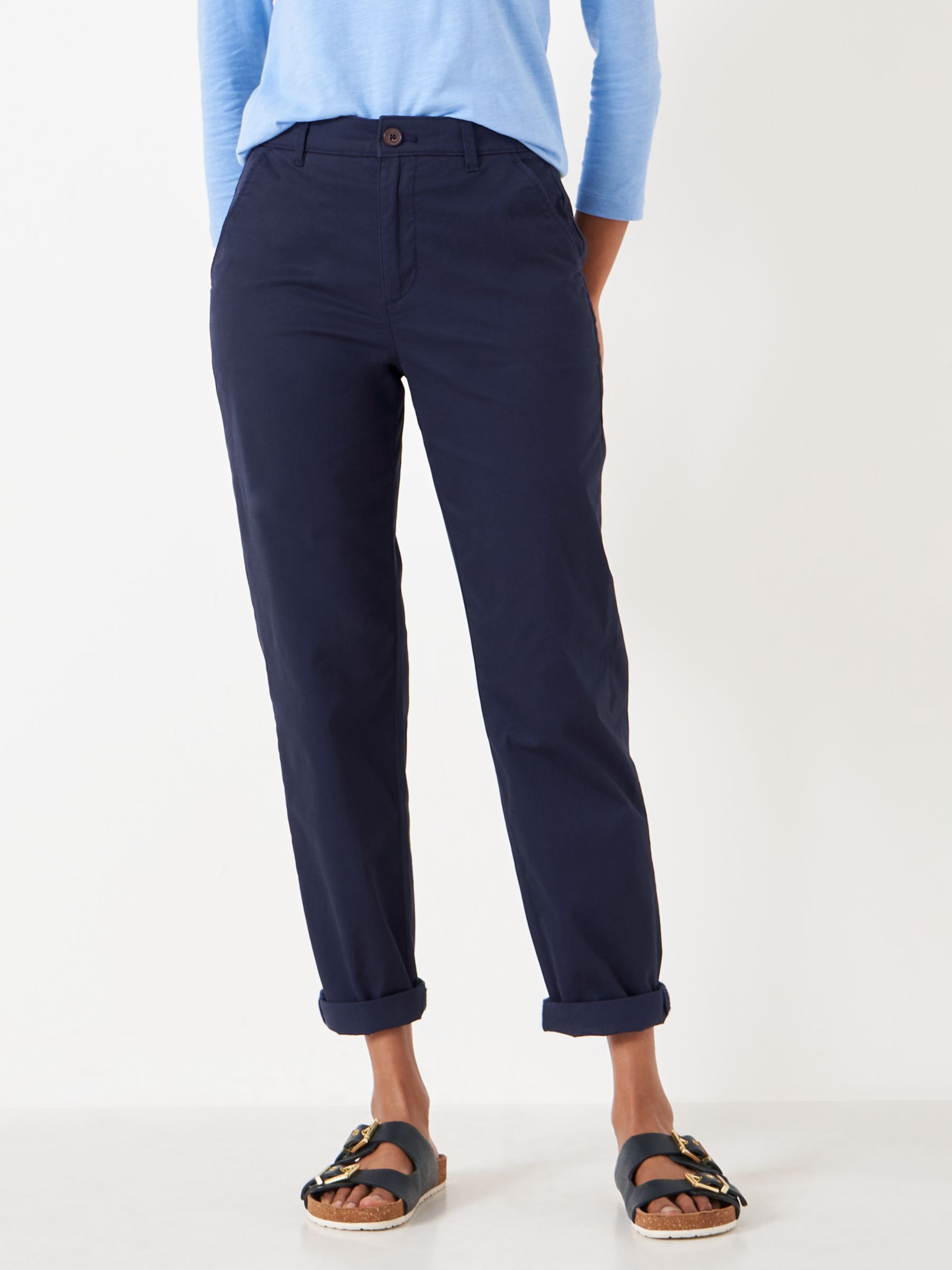 Crew Clothing Chino Trousers, Navy Blue at John Lewis & Partners