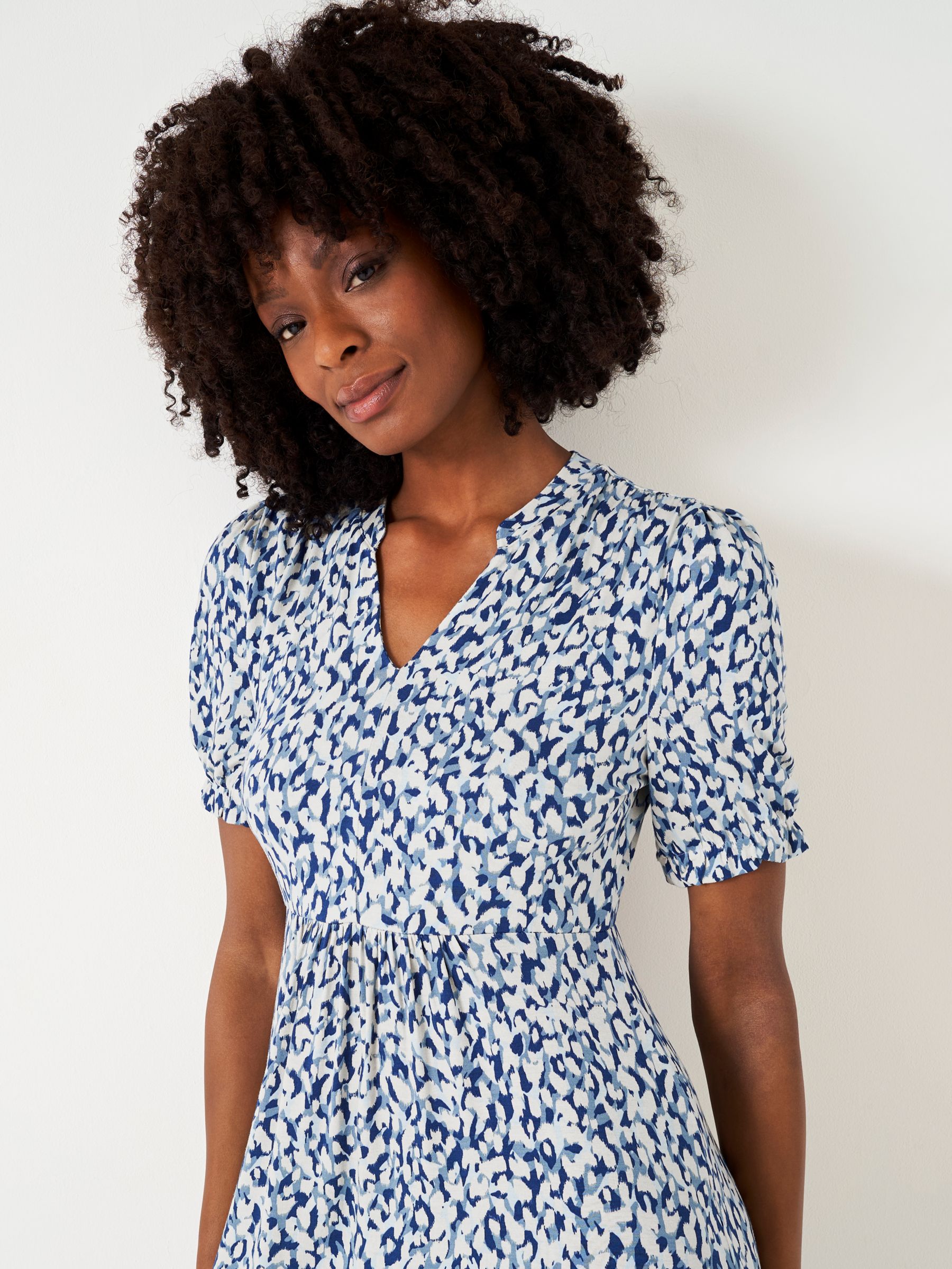 Crew Clothing Ali Jersey Dress, Blue/Multi at John Lewis & Partners