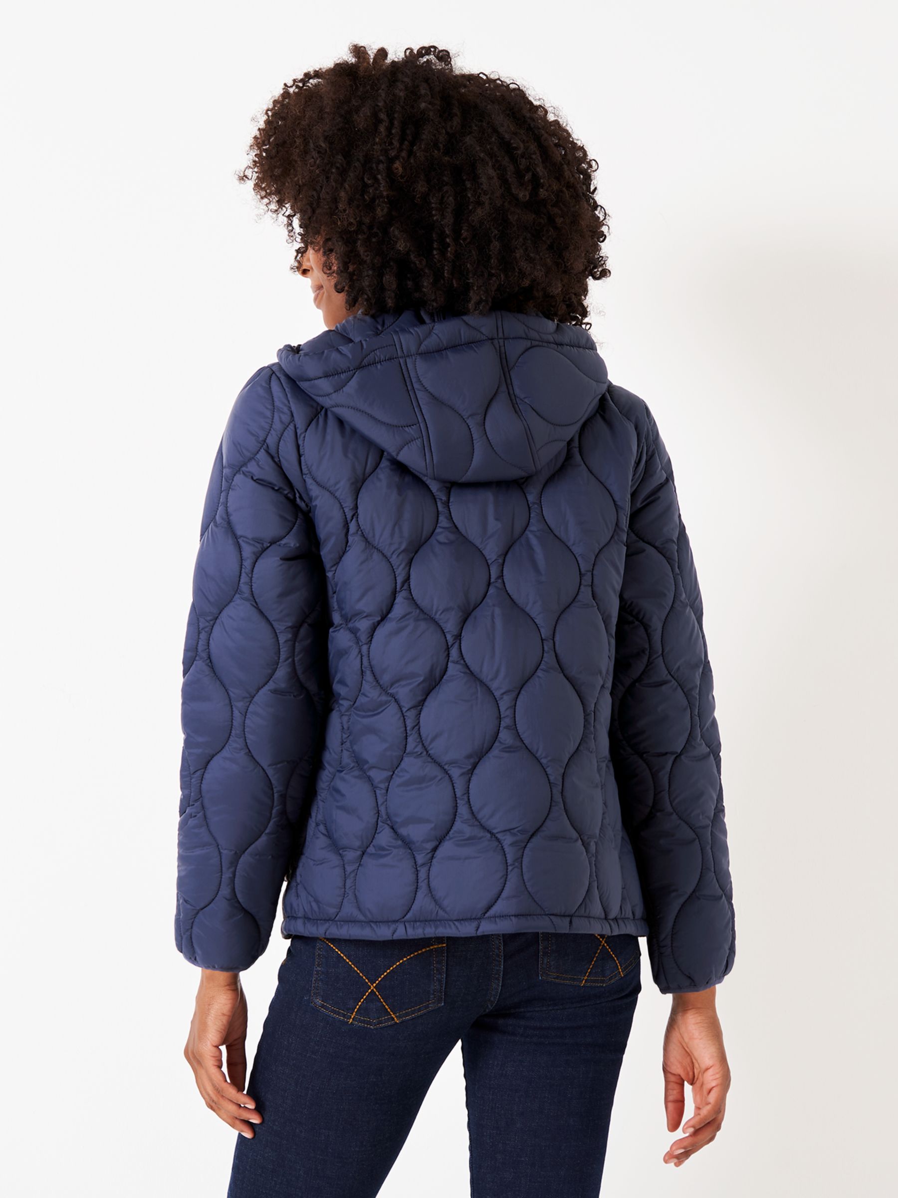 Crew Clothing Lightweight Nylon Quilted Jacket, Navy Blue at John Lewis ...