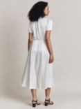 Ghost Hana Spot Print Satin Wrap Midi Dress, White/Black