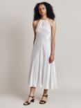 Ghost Alena Spot Print Satin Midi Dress, White/Black