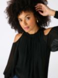 Ro&Zo Cold Shoulder Frill Blouse, Black