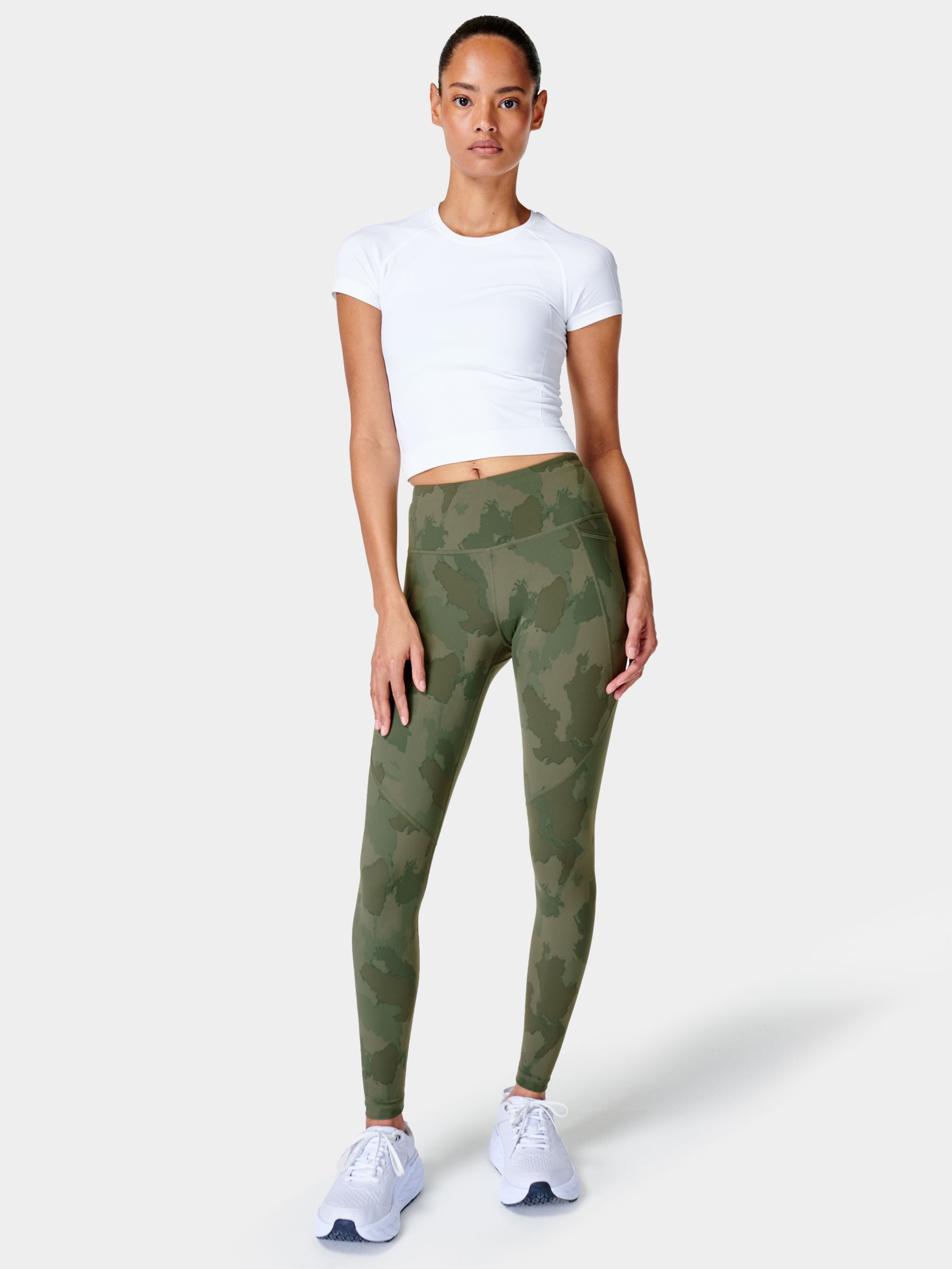 On The Go Women's Green Camo SuperSoft Brushed Leggings 
