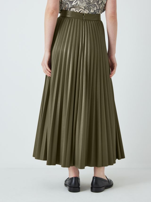 Khaki pleated clearance maxi skirt