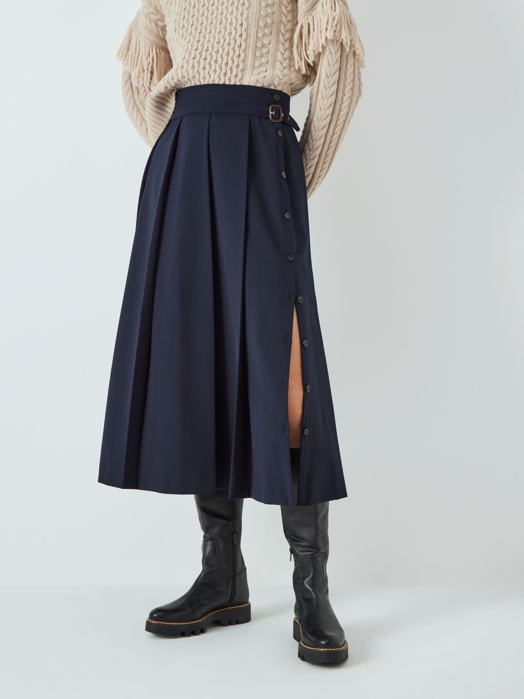Weekend MaxMara Osiride Wool Blend Midi Skirt, Ultramarine