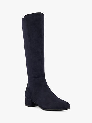 Dune Tayla Suede Knee High Boots, Navy