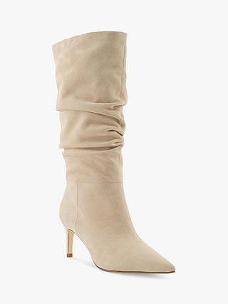Dune Suede Slouch Point Long Boots, Sand-suede