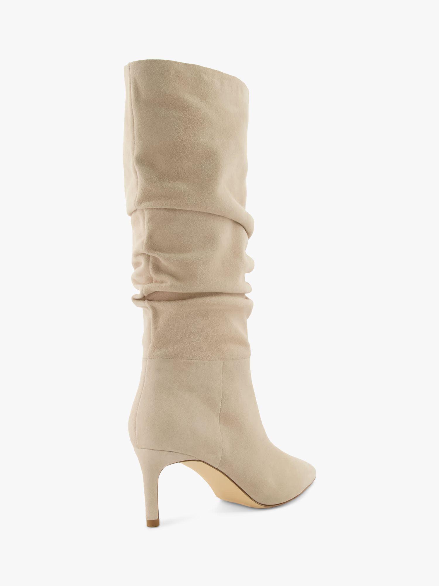 Dune Suede Slouch Point Long Boots, Sand at John Lewis & Partners