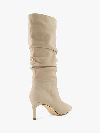 Dune Suede Slouch Point Long Boots, Sand-suede