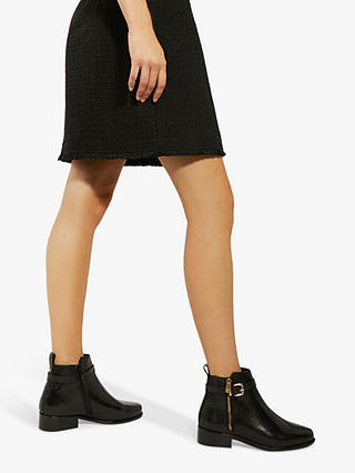 Dune Pepi Leather Ankle Boots, Black