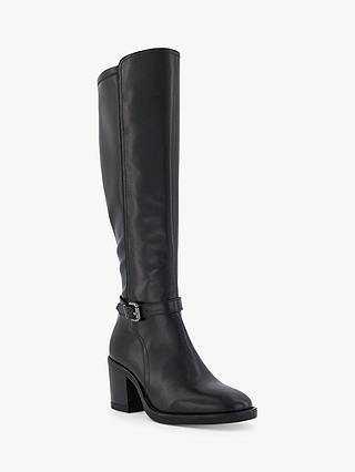Dune Trance Leather Calf Boots, Black-leather