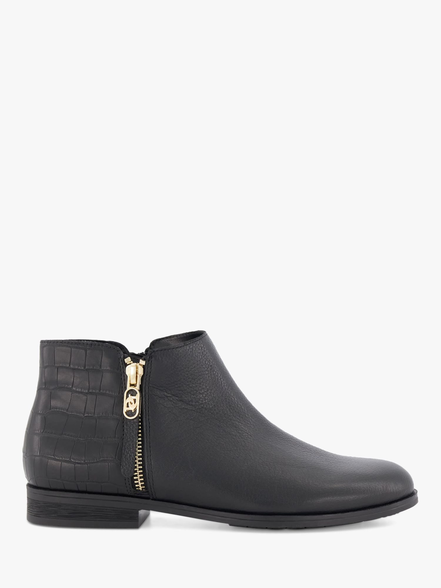Dune Pond Leather Ankle Boots, Black at John Lewis & Partners