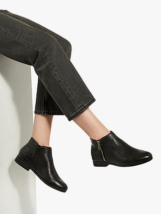 Dune Pond Leather Ankle Boots, Black