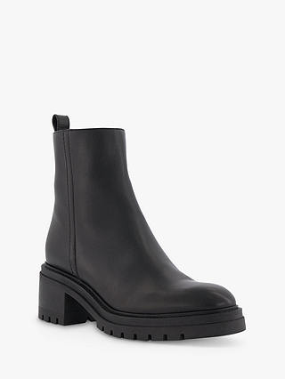 Dune Possessive Leather Ankle Boots, Black