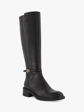 Dune Tia Leather Knee Boots, Black-black Leather at John Lewis & Partners