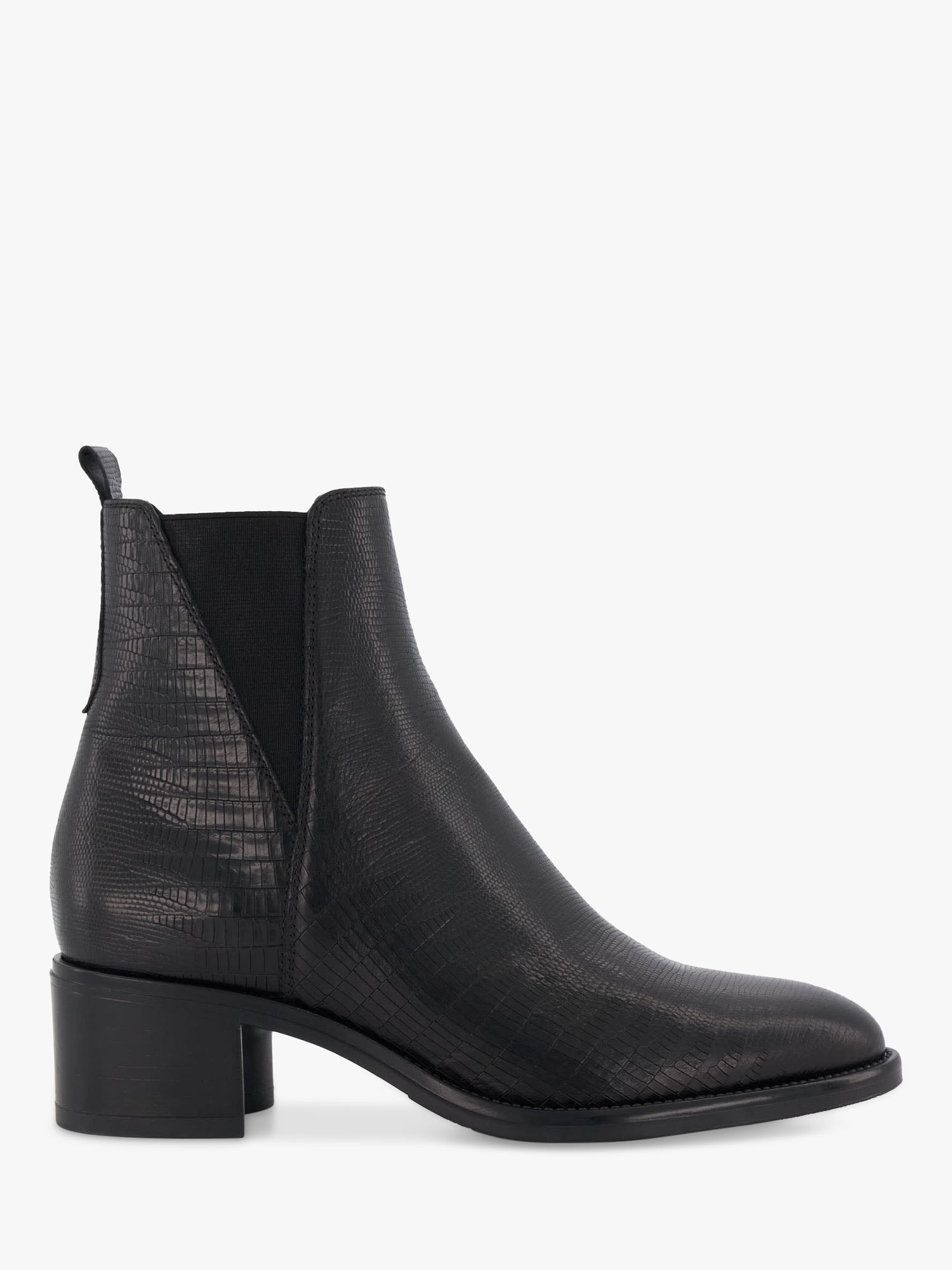 Dune Pouring Leather Chelsea Boots, Black at John Lewis & Partners