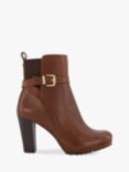 Dune Orielle Leather Elastic Buckle Ankle Boots, Tan